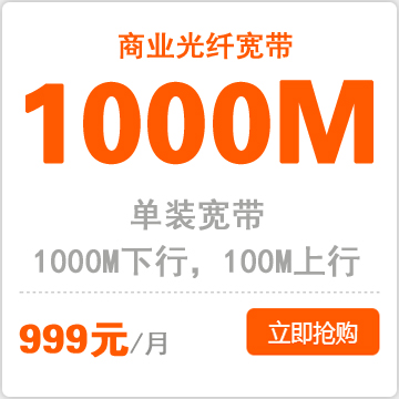商务专线单宽带1000M：999元/月