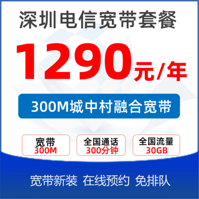 城中村融合套餐300M：1290元/年