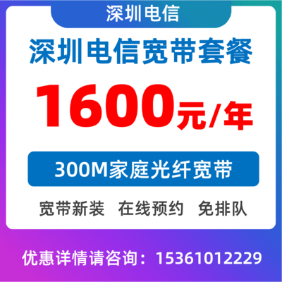 单宽带300M：1600元包年