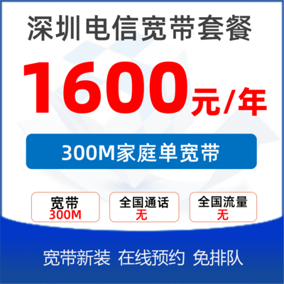 单宽带300M：1600元包年